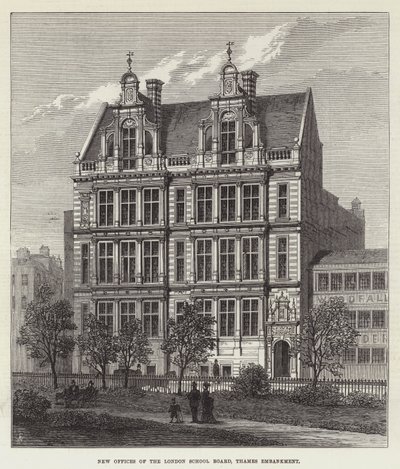 Nieuwe Kantoren van de London School Board, Thames Embankment door Frank Watkins